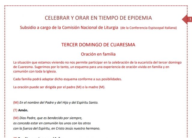 Para orar y celebrar en ese tiempo desde casa